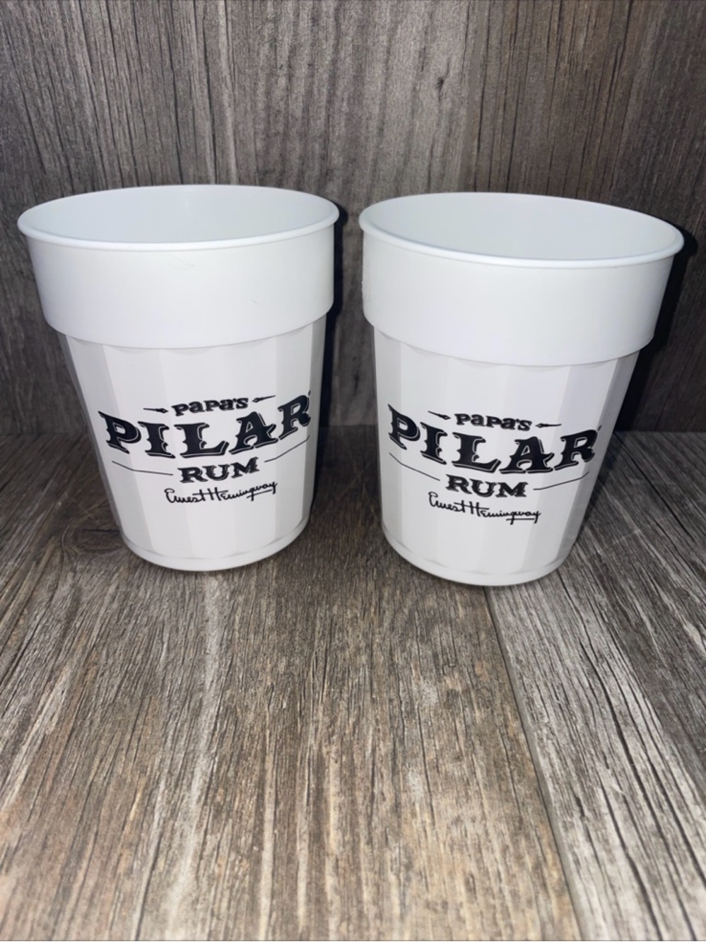 Papa’s Pilar Rum Hemingway 12oz Plastic Cups Lot 2 Key West FL Souvenir Bar 12oz